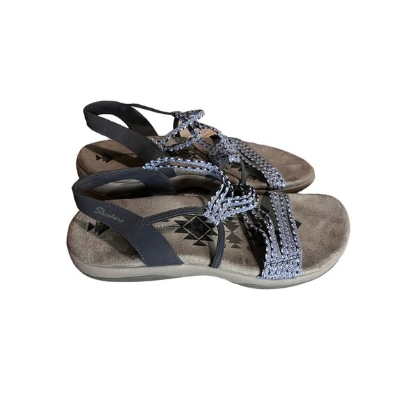 Skechers Womens Sandals Size 10 Navy & Gray Textured Pattern - Picture 2 of 7